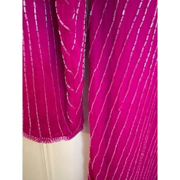 Vintage Carina Pink Silk Hand-Beaded Dress XL See Measurements Glam Hollywood - Picture 16 of 16